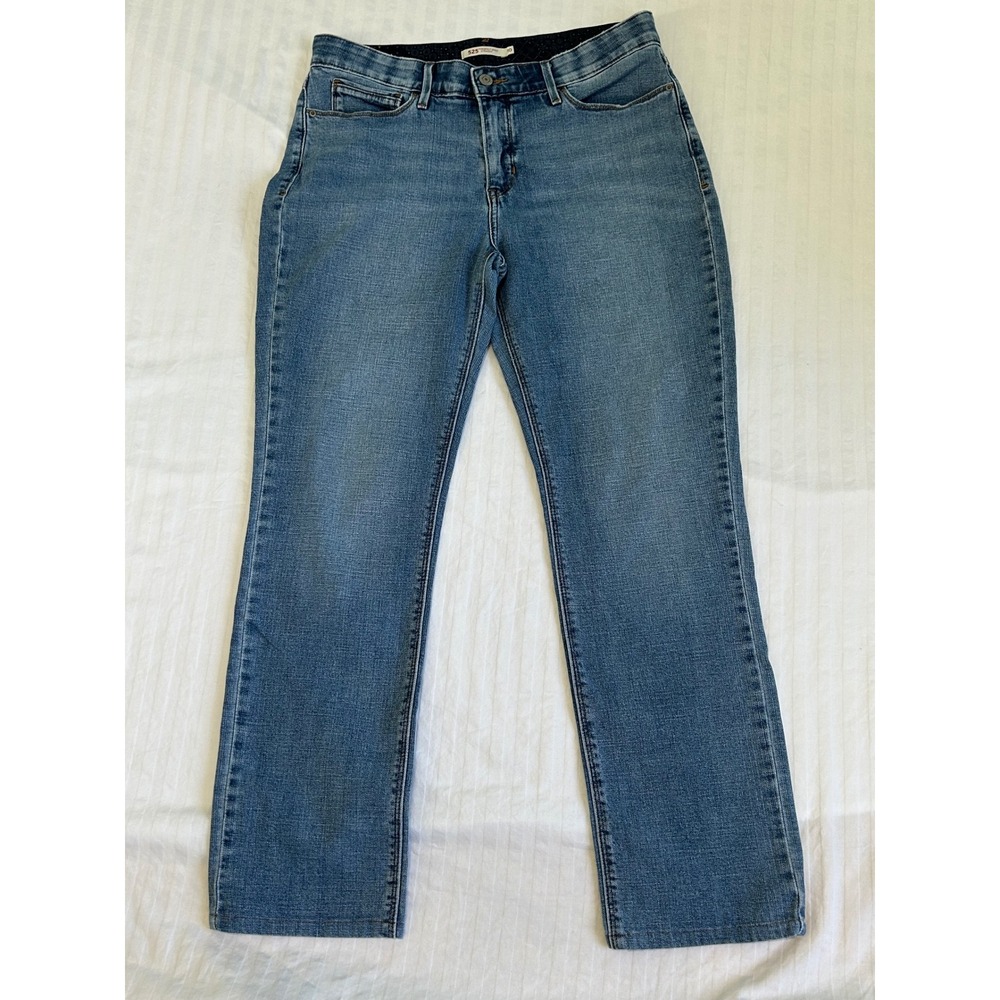 Levis 525 Perfect Waist Straight Leg Jeans Medium Wash Blue Denim Womens 10